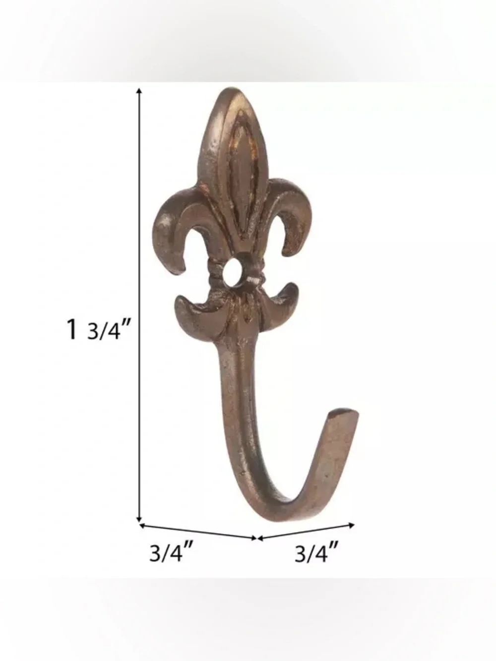 (4) Antique Bronze Fleur-De-Lis Metal Wall Hook